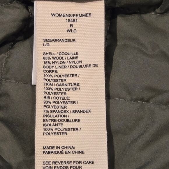 Woolrich Gray Buffalo Plaid Wool Blend Zip Front Insulated Bomber Jacket, Large - Picture 8 of 9